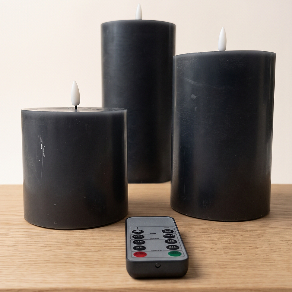 Set 3 Velas Wax LED (S, M y L) + Control Remoto